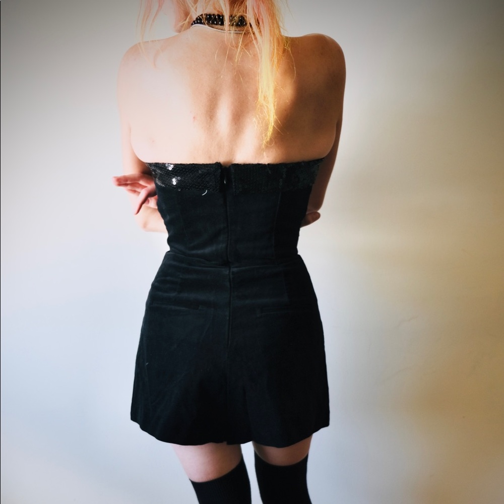 NWT Betsey Johnson Black Velveteen Romper Cabaret - Picture 4 of 8